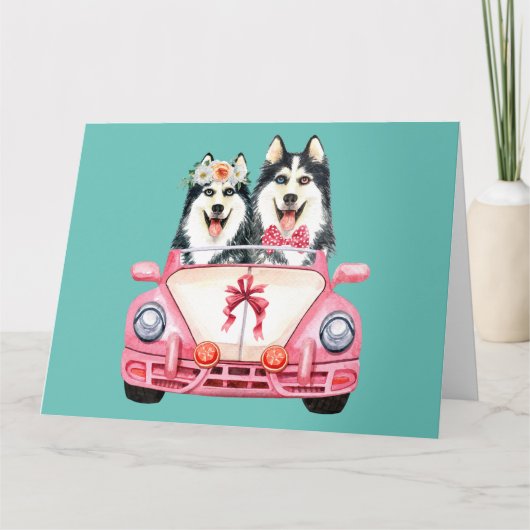 Carte Le design Mariage de Siberian Husky (Devant)