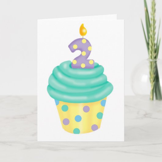 Carte Le deuxième anniversaire du bébé - cupcake (Devant)