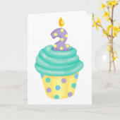 Carte Le deuxième anniversaire du bébé - cupcake (Fleur jaune)