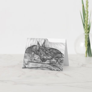 Carte Le dobermann de sommeil poursuit le dessin par le