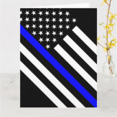Carte Le drapeau américain noir et blanc The Thin Blue L (Fleur jaune)