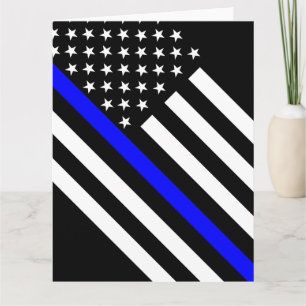 Carte Le drapeau américain noir et blanc The Thin Blue L