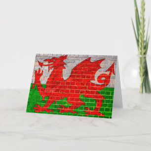 Carte Le drapeau du Pays de Galles sur un mur en brique
