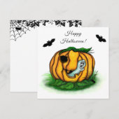 Carte Le fantôme d'Halloween, chauve-souris, fantôme et (Devant / Derrière)