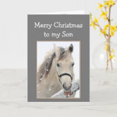 Carte Le Fils de Noël magique souhaite la Horse Blanche  (Fleur jaune)