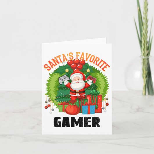 Carte Le gamer préféré du Père Noël, jeu de Noël (Devant)