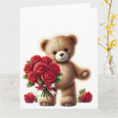 Carte Le geste romantique de Teddy Bear (Fleur jaune)