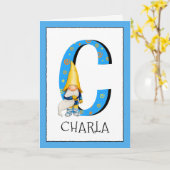Carte Le gnome badine le nom de la lettre C et la (Fleur jaune)