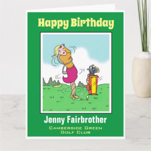 Carte Le Golfeur Féminin se déchaîne. Drôle Caricature G