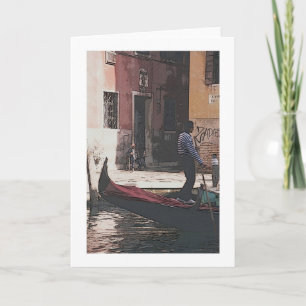 Carte Le gondolier et le joueur d'Accordian" saluant C