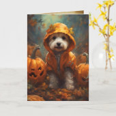 Carte Le Grand Chiot Citrouille, Joli Salutation Hallowe (Fleur jaune)