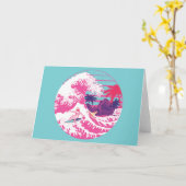 Carte Le grand surf rose (Fleur jaune)