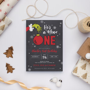 Carte Le Grinch He est un Mean One Chalkboard 1er annive