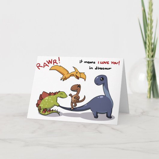 Carte Le groupe mignon de dinosaures Rawr signifie que (Devant)
