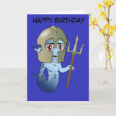 Carte Le guerrier de Neptune de triton d'anniversaire (Fleur jaune)