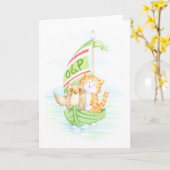 Carte Le hibou et le minou (Fleur jaune)