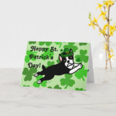 Carte Le jour Boston Terrier 2 de St Patrick (Fleur jaune)
