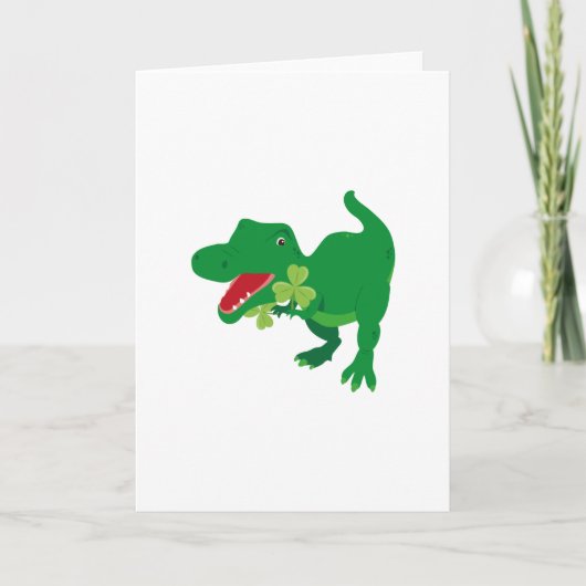 Carte Le jour de dinosaure de shamrocks de St Patrick (Devant)