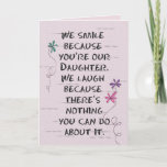Carte Le Jour de la Mort<br><div class="desc">Glitter doodle daisies on cracked blush pink background for daughter's birthday form both parents</div>