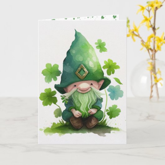 Carte Le jour de la Saint-Patrick Vert Leprechaun (Fleur jaune)