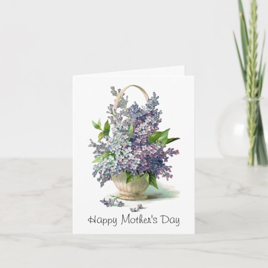 Carte Le jour de mère : Beau panier lilas pourpre (Devant)