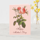 Carte Le jour de mère botanique de rose d'antiquité (Fleur jaune)