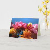 Carte Le jour de mère brillant de dahlias (Fleur jaune)