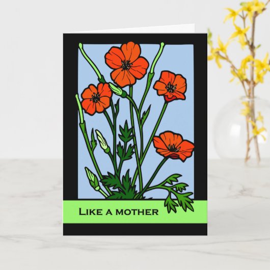 Carte Le jour de mère, comme une mère à moi, pavots (Fleur jaune)