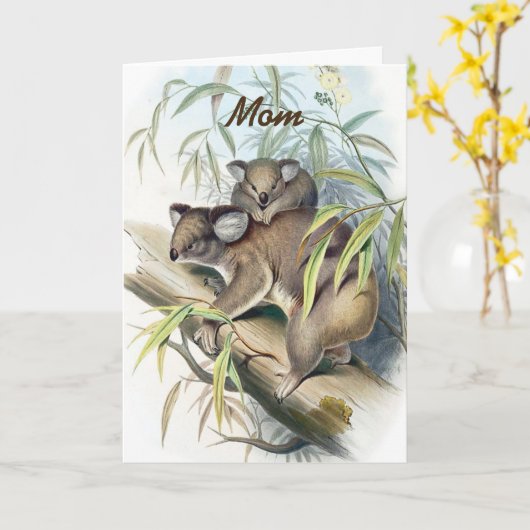 Carte Le jour de mère d'ours de koala (Fleur jaune)