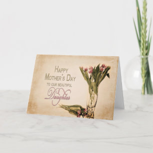 CARTE LE JOUR DE MÈRE - FILLE - TULIPES VINTAGES