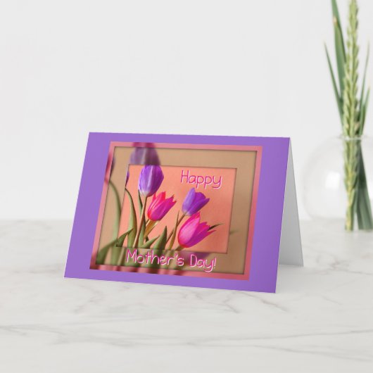 Carte Le jour de mère heureux ! Tulipes (Devant)