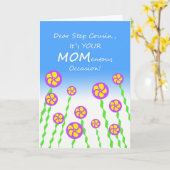 Carte Le jour de mère pour le cousin d'étape, occasion (Fleur jaune)