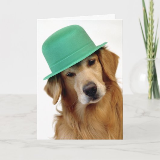 Carte Le jour de St Patrick de golden retriever (Devant)