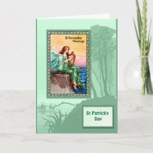 Carte Le jour de St Patrick, harpiste par la mer