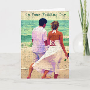 Carte Le jour de votre mariage, mariage de plage Félicit