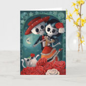 Carte Le jour des amants squelettiques morts (Fleur jaune)