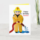 Carte Le Jour du Birthday Grandson Firefighter<br><div class="desc">Fun,  bright and so cute is this little fire-fighter in full gear.  See other categories including invitations,  mugs,  T-shirts comning soon.</div>