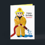 Carte Le Jour du Birthday Grandson Firefighter<br><div class="desc">Fun,  bright and so cute is this little fire-fighter in full gear.  See other categories including invitations,  mugs,  T-shirts comning soon.</div>