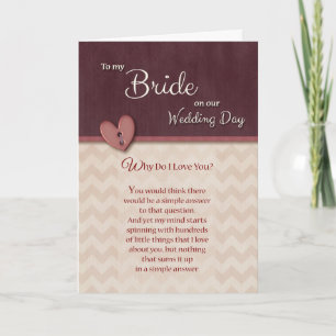Carte Le jour du mariage pour l'épouse - Pourquoi je t'a