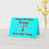 Carte Le joyeux anniversaire 2 ans ajoutent le nom/âge (Fleur jaune)