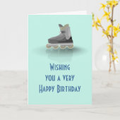 Carte Le joyeux anniversaire avec font du roller le (Fleur jaune)