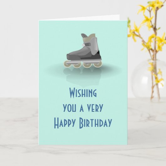Carte Le joyeux anniversaire avec font du roller le (Fleur jaune)