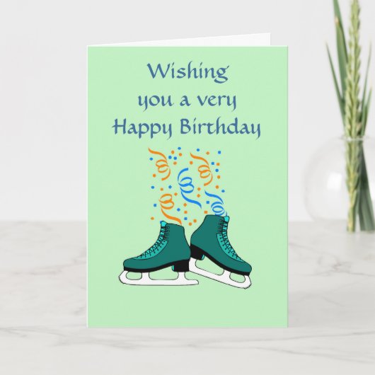 Carte Le joyeux anniversaire avec iceskates et des (Devant)