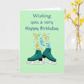 Carte Le joyeux anniversaire avec iceskates et des (Fleur jaune)