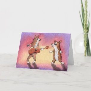 Carte Le joyeux anniversaire, les chiens doux a chanté