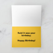 Carte Le joyeux anniversaire un oiseau m'a indiqué qu'il (Intérieur)