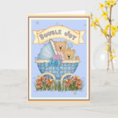 Carte Le jumeau soutient la voiture d'enfant (Fleur jaune)