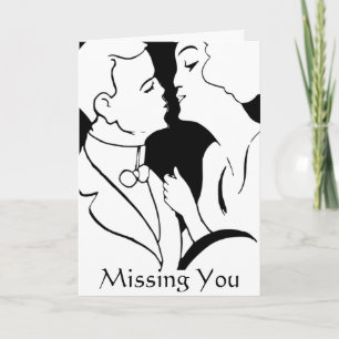Carte Le Kiss "Missing You" monochrome romantique rétro