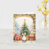 Carte Le lapin de Noël Joyeux jours fériés (Fleur jaune)