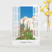 Carte Le lapin de Pâques (Fleur jaune)